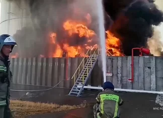Ukraine claims its drones hit a Russian oil facility, sparking a huge blaze