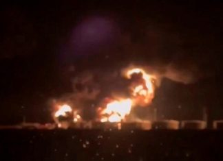 Russian fuel depot on fire after drone attack