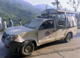 Bomb targeting foreign diplomats’ convoy kills policeman in Pakistan’s restive northwest