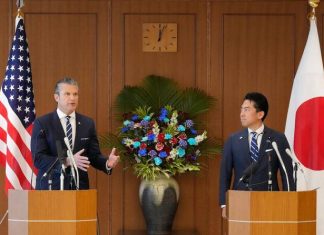 US, Japan defense chiefs say China harming regional peace