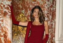 Imaan Hammam shines in bridesmaid mode