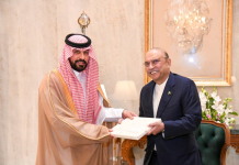 President Zardari Receives Credentials of French and Saudi Ambassadors-Designate President Asif Ali Zardari received the credentials from Dr Rajeh Tami Albugamy